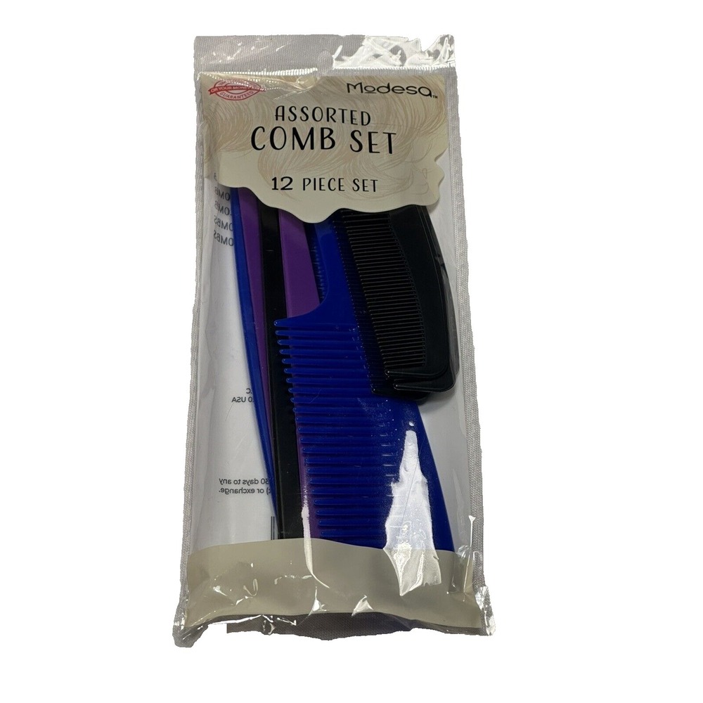 modesa assorted comb set 12‎ piece barber cutting rake tail styling pocket